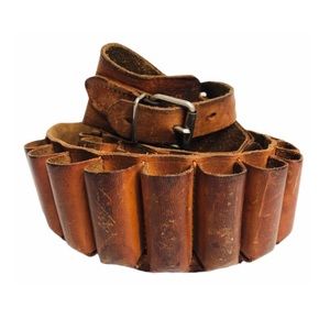 Vtng Military Belt Tan Leather Authentic Patina M